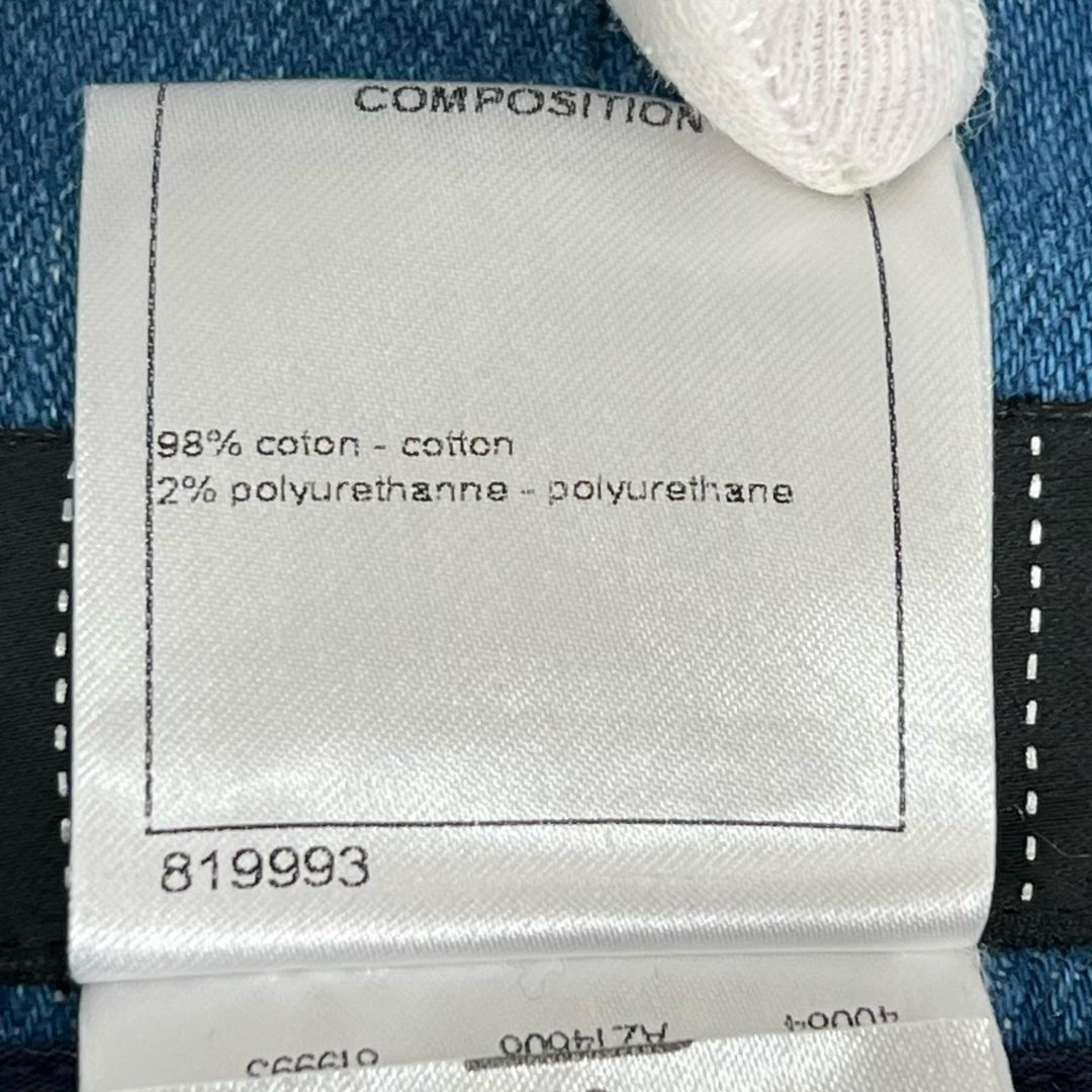 Great CHANEL skirt COCO Mark Button High-Waisted Denim Indigo Women 34 P53458