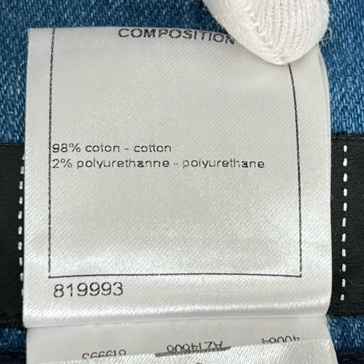 Great CHANEL skirt COCO Mark Button High-Waisted Denim Indigo Women 34 P53458