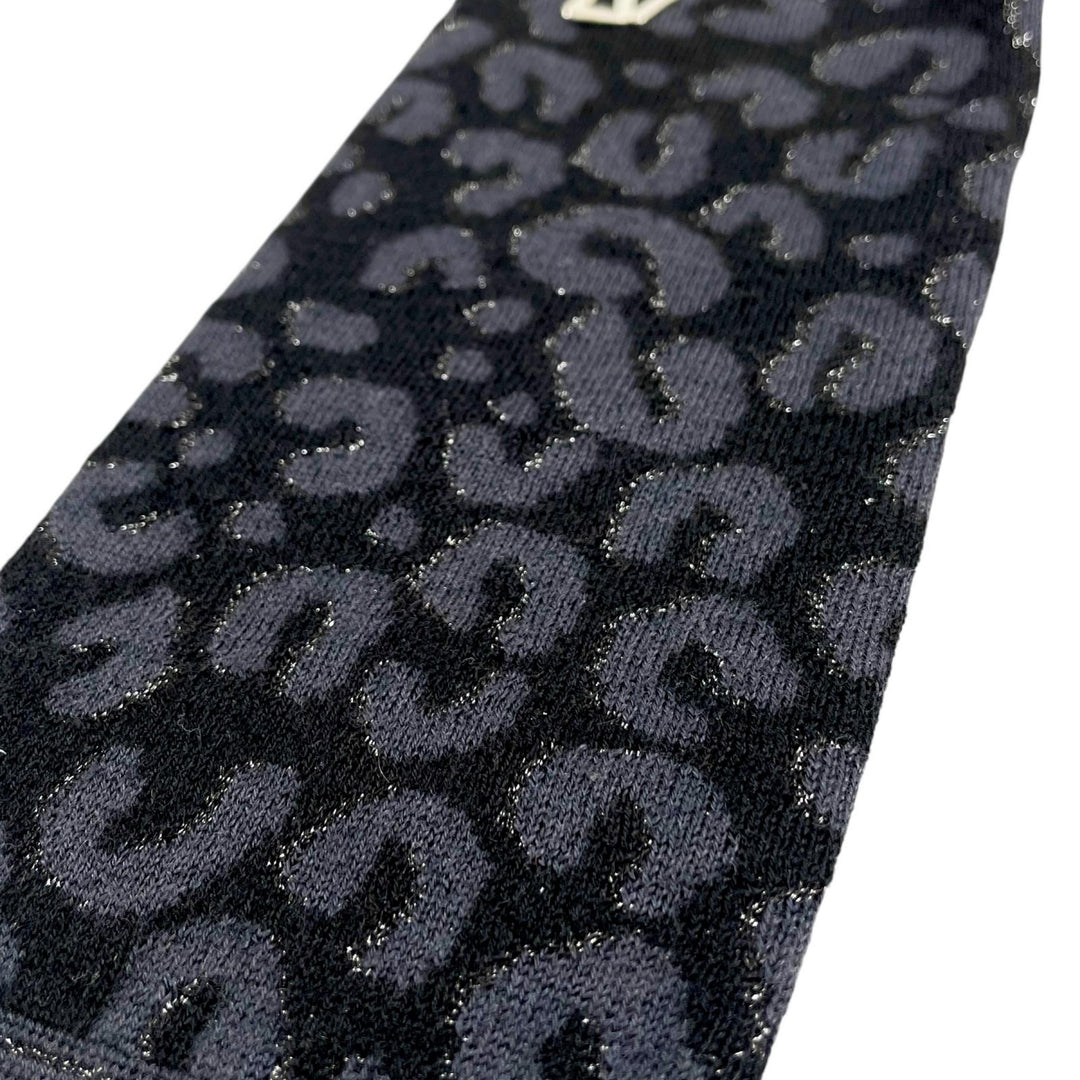 Excellent LOUIS VUITTON Gon Maille Leopard LV logo long gloves Women M58357