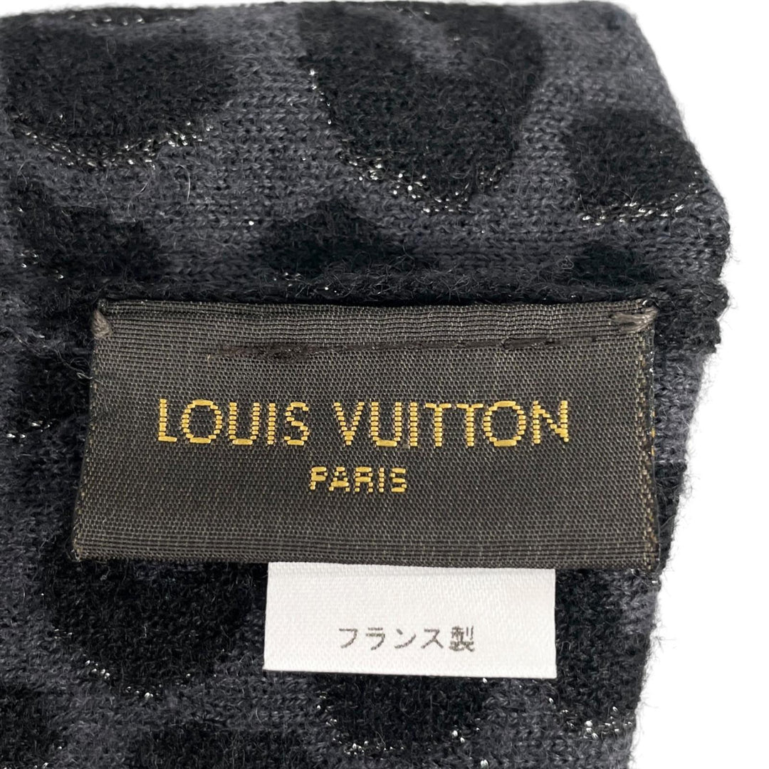 Excellent LOUIS VUITTON Gon Maille Leopard LV logo long gloves Women M58357