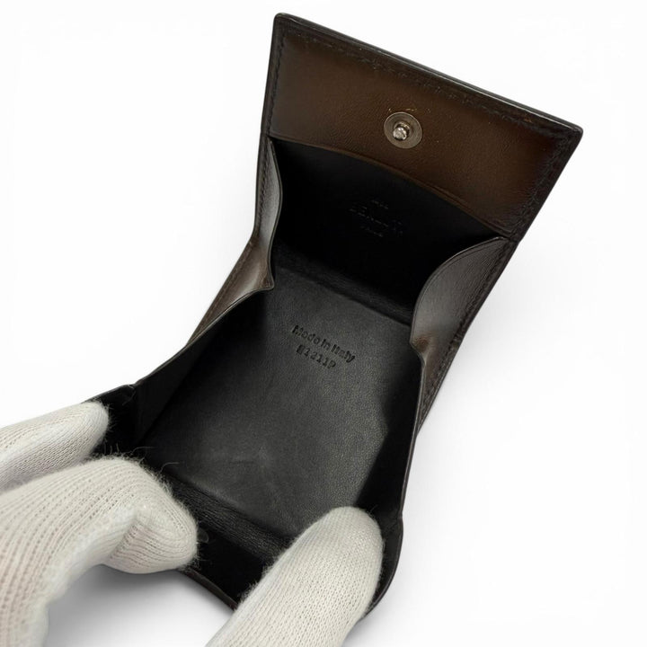 Great BERLUTI Coin case Calligraphy Wallet Coin Pocket Brown leather mens