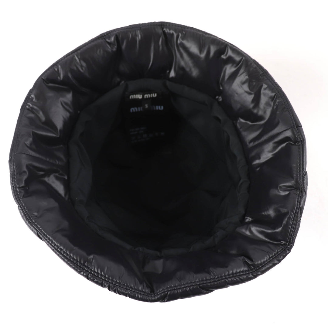 Excellent MIUMIU hat Logo embroidery, padded bucket bag Dark brown S 5HC196