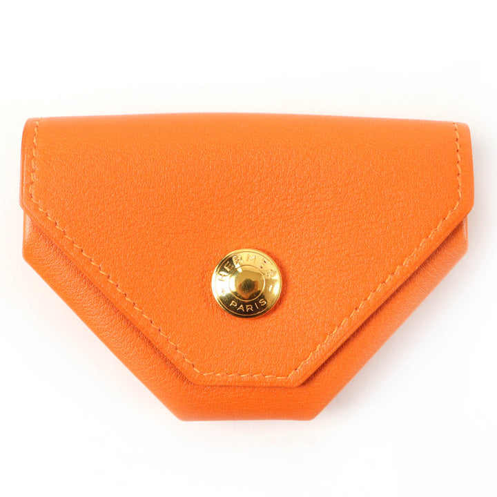 Excellent HERMES Coin case Le van Cator Orange Vogarribar Women