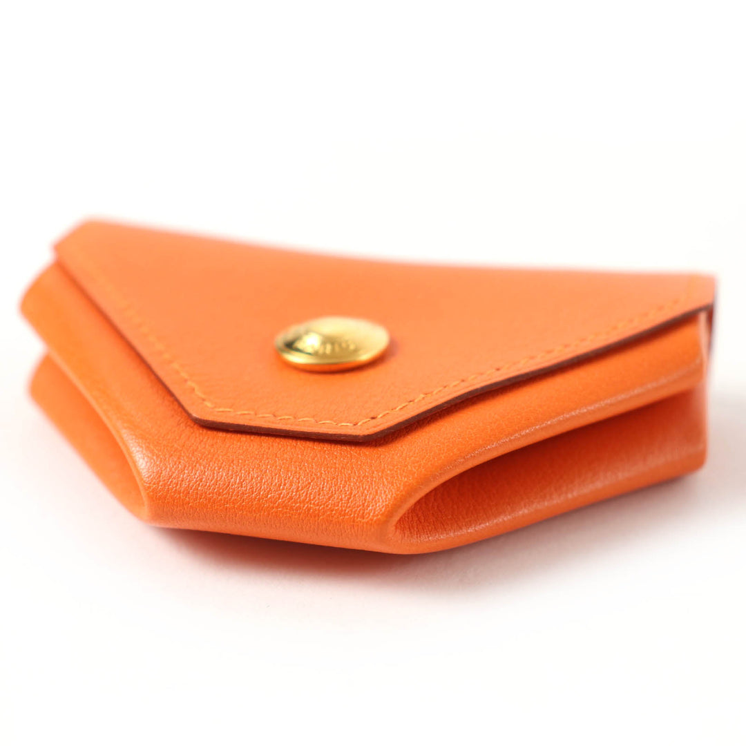 Excellent HERMES Coin case Le van Cator Orange Vogarribar Women