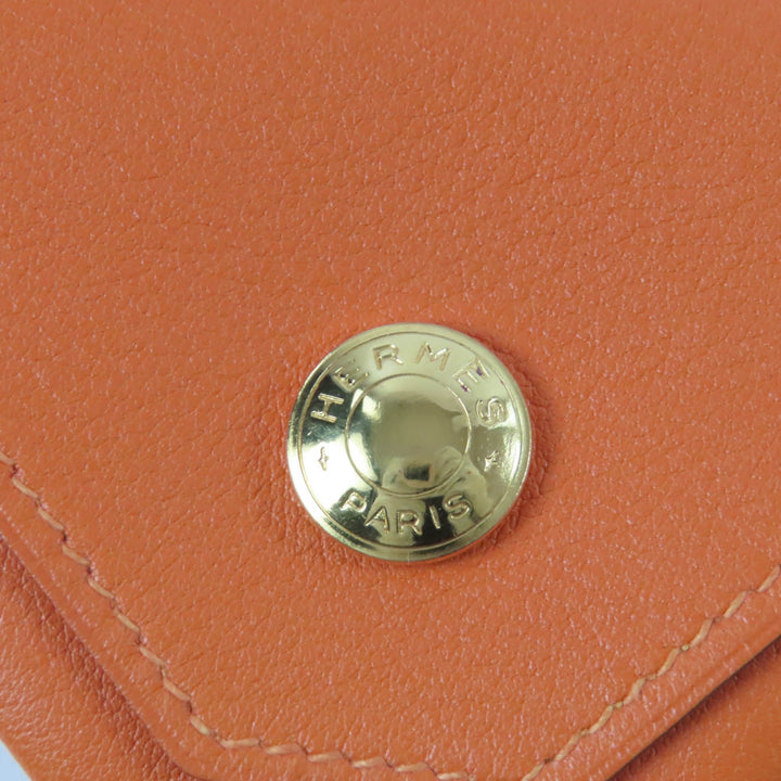 Excellent HERMES Coin case Le van Cator Orange Vogarribar Women