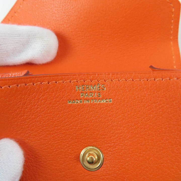 Excellent HERMES Coin case Le van Cator Orange Vogarribar Women