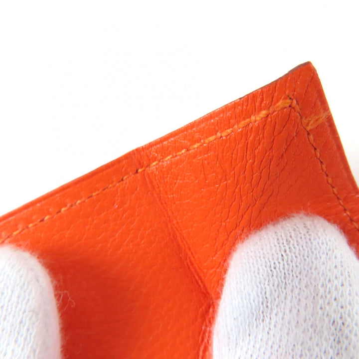 Excellent HERMES Coin case Le van Cator Orange Vogarribar Women