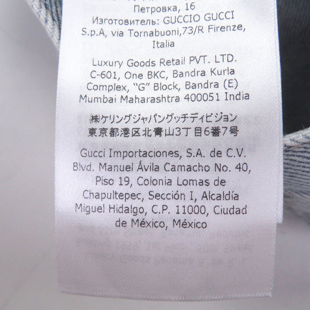 Excellent GUCCI Denim pants Vintage logo leather patch Light blue