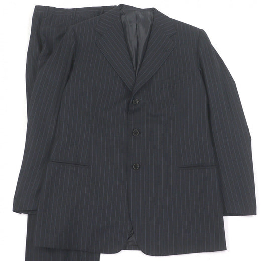 Excellent Tindaro De Luca suit Stripe Pattern Single Bespoke gray