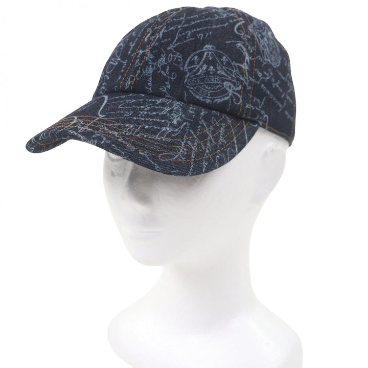 Great BERLUTI cap Calligraphy Scritto Denim Baseball Indigo blue cotton