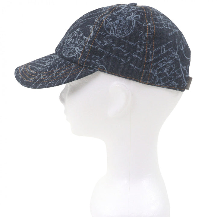 Great BERLUTI cap Calligraphy Scritto Denim Baseball Indigo blue cotton