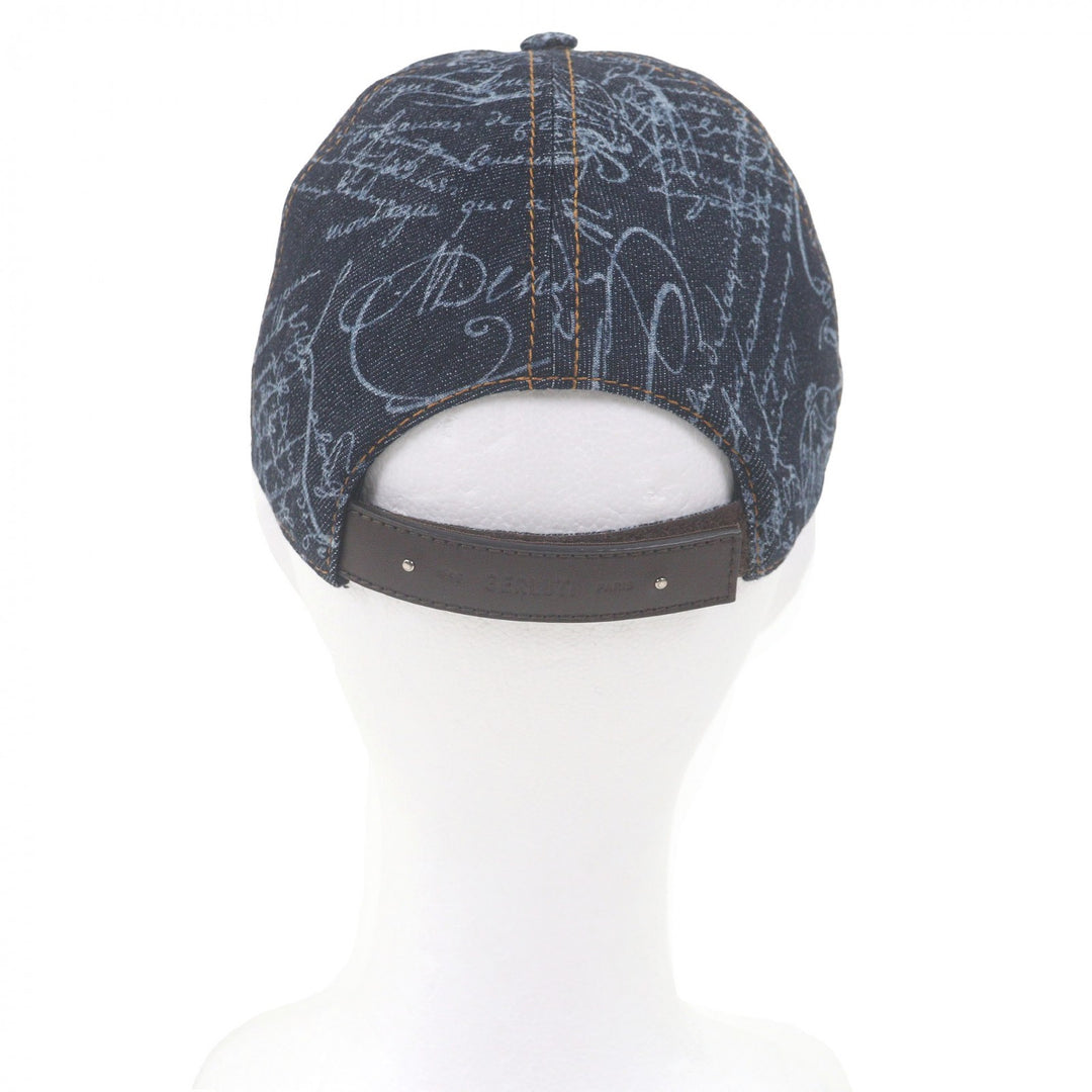 Great BERLUTI cap Calligraphy Scritto Denim Baseball Indigo blue cotton