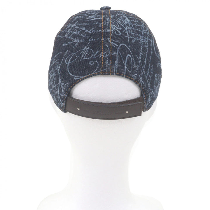 Great BERLUTI cap Calligraphy Scritto Denim Baseball Indigo blue cotton