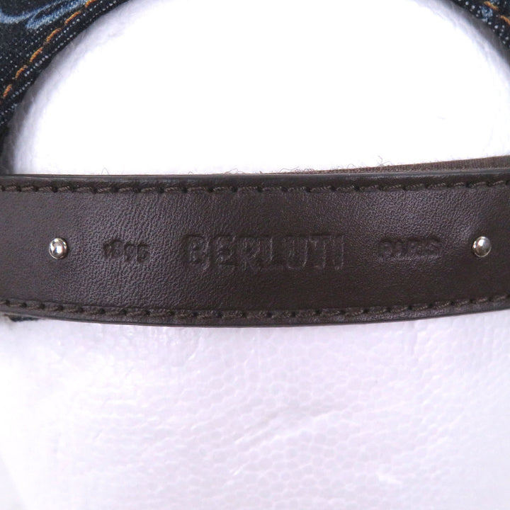 Great BERLUTI cap Calligraphy Scritto Denim Baseball Indigo blue cotton