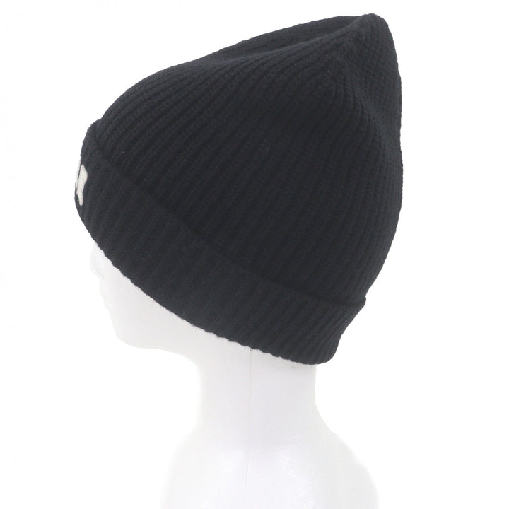 Excellent CELINE Knit cap Logo patch black wool mens 2A25R535Q