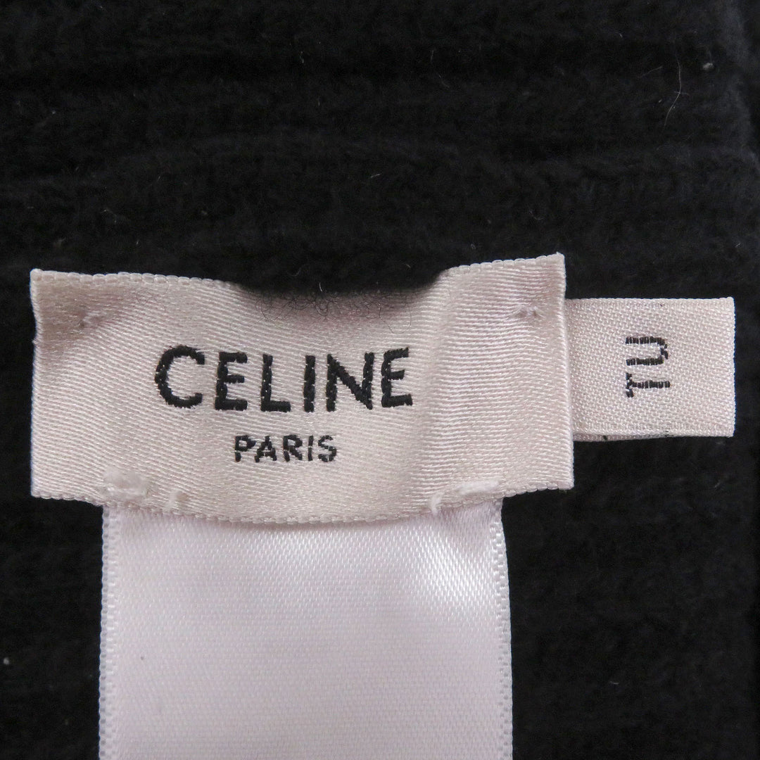 Excellent CELINE Knit cap Logo patch black wool mens 2A25R535Q