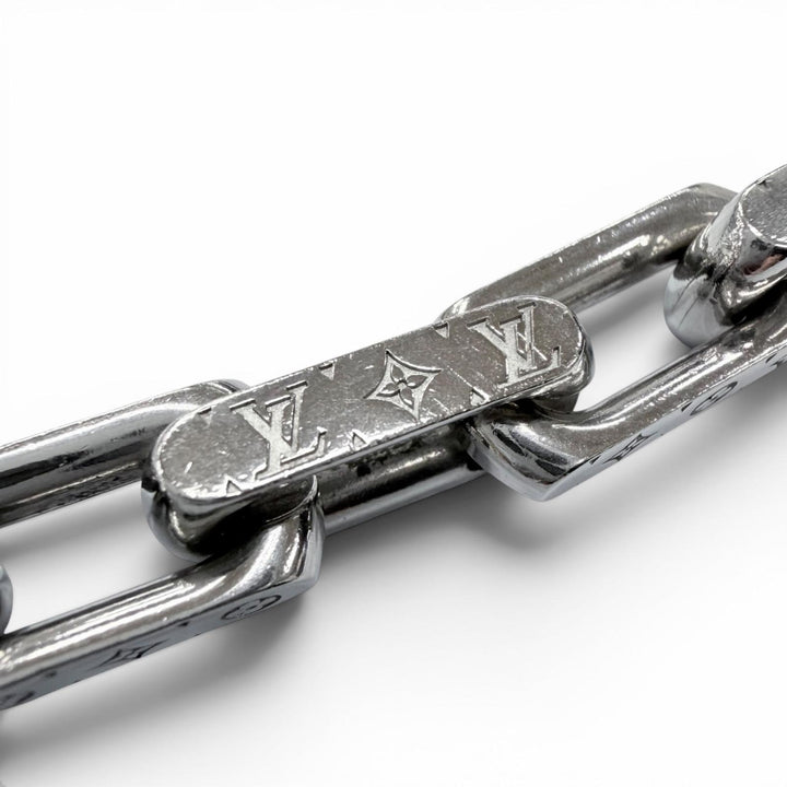 Great LOUIS VUITTON Necklace Collier Chain Monogram Silver mens M00307