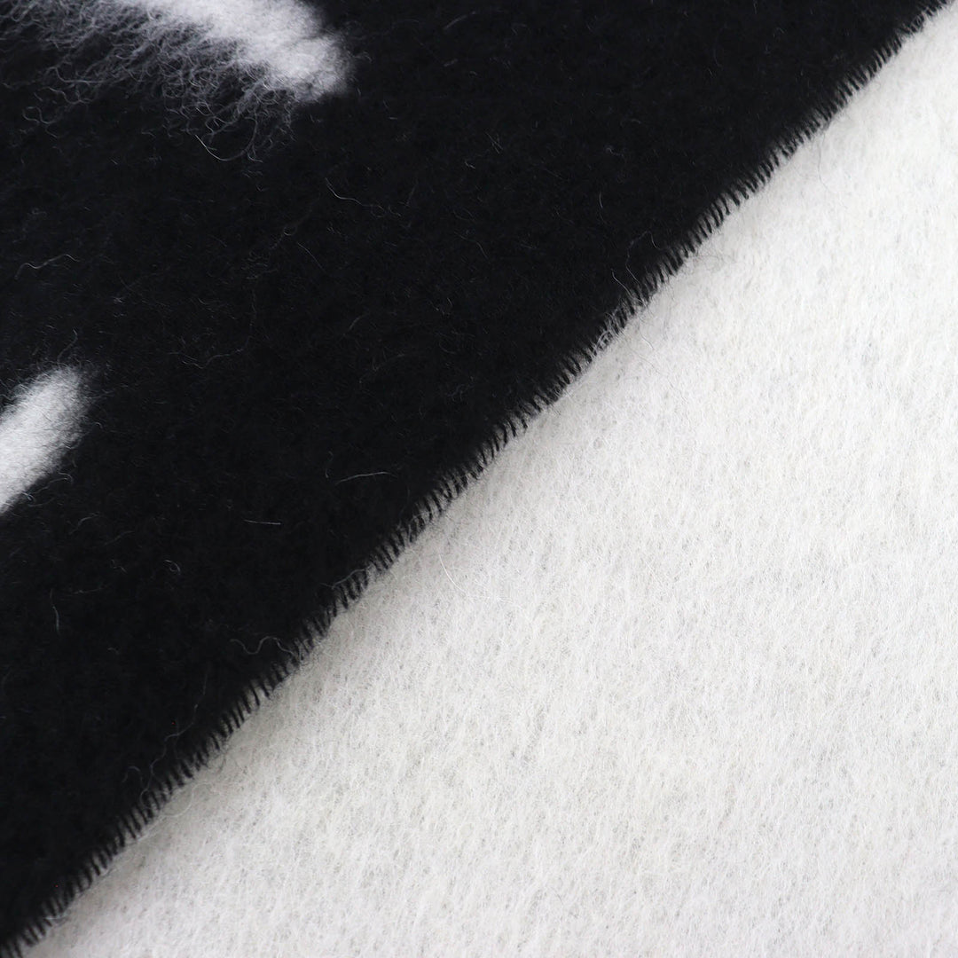 Pristine BURBERRY Scarf Logo Fringe Long black alpaca mens 8114081