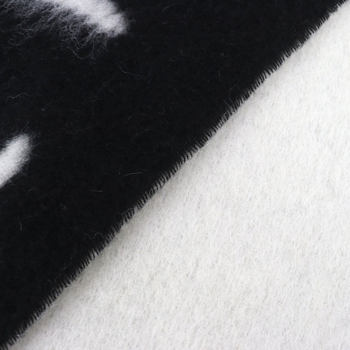 Pristine BURBERRY Scarf Logo Fringe Long black alpaca mens 8114081