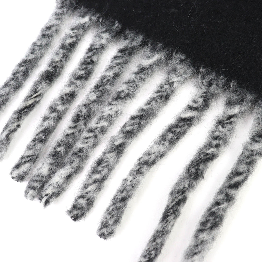 Pristine BURBERRY Scarf Logo Fringe Long black alpaca mens 8114081