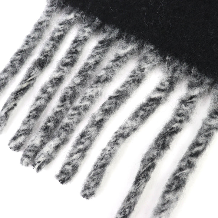 Pristine BURBERRY Scarf Logo Fringe Long black alpaca mens 8114081