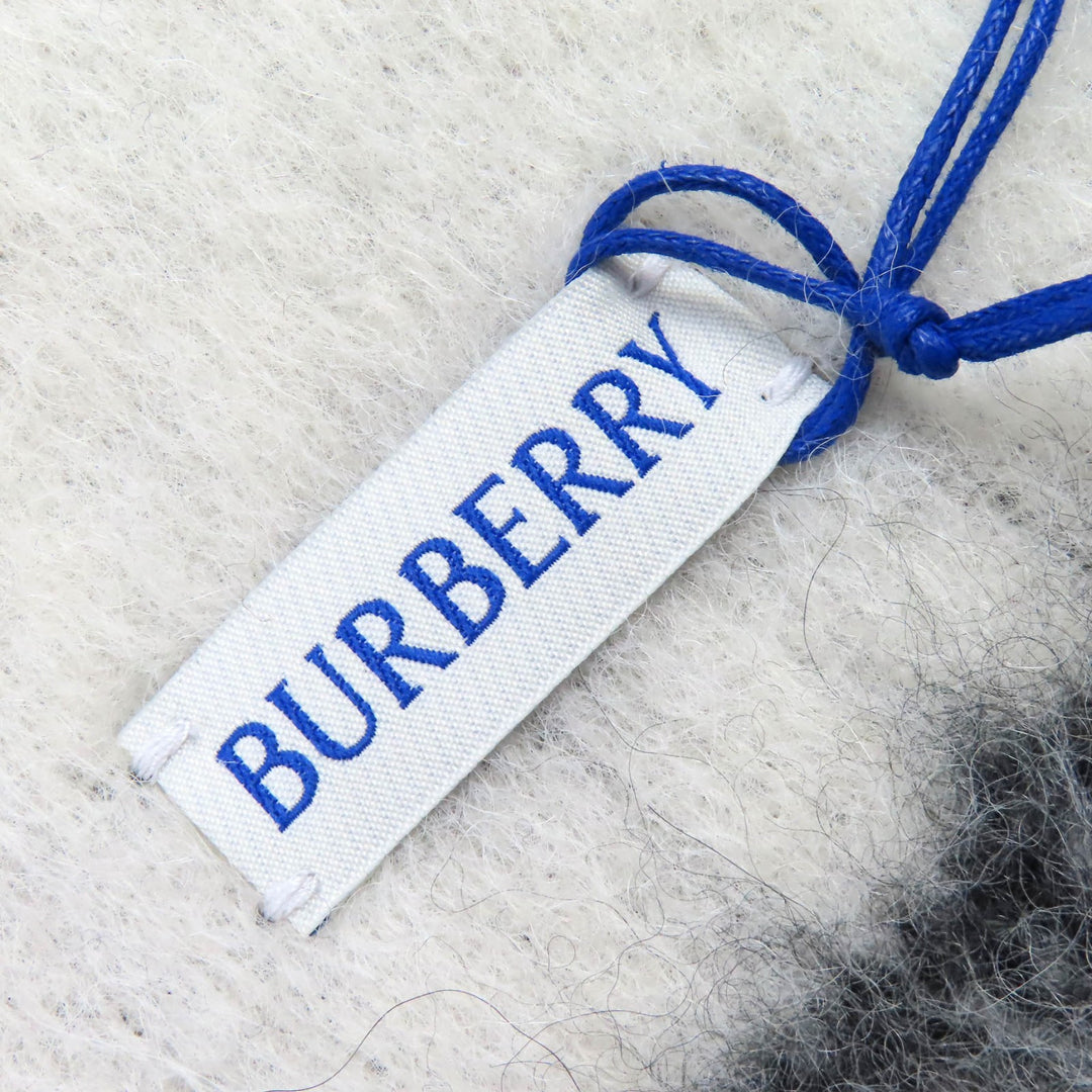 Pristine BURBERRY Scarf Logo Fringe Long black alpaca mens 8114081