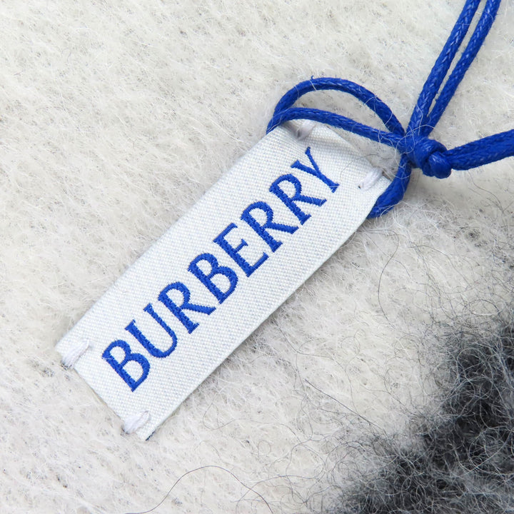 Pristine BURBERRY Scarf Logo Fringe Long black alpaca mens 8114081