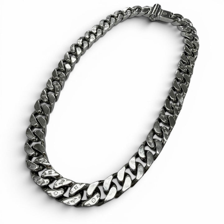 Great LOUIS VUITTON Necklace Collier Chain Kihei Monogram Silver mens M68272