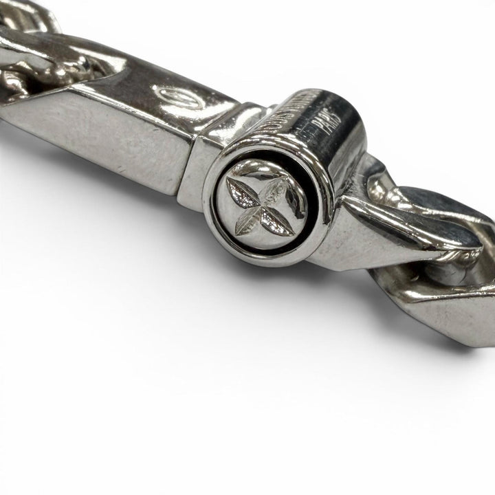 Great LOUIS VUITTON Necklace Collier Chain Kihei Monogram Silver mens M68272