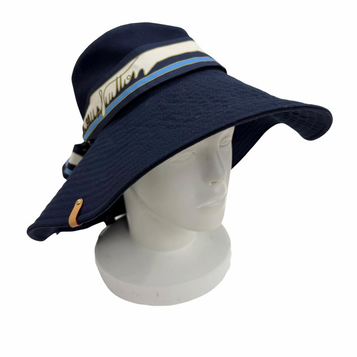 Great LOUIS VUITTON hat Bucket Hat LV Stripe Navy cotton Women M7496S