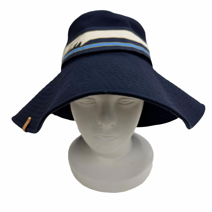 Great LOUIS VUITTON hat Bucket Hat LV Stripe Navy cotton Women M7496S