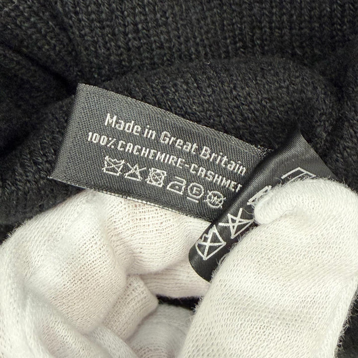 Excellent CHANEL Knit cap COCO Mark Camellia Knit Hat black cashmere Women