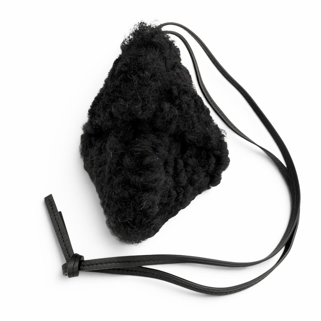 Great LOEWE Bag charm Puzzle Fold Charm Shearling Mouton black Mouton Women