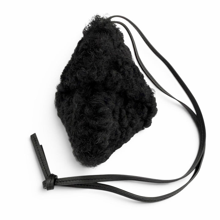 Great LOEWE Bag charm Puzzle Fold Charm Shearling Mouton black Mouton Women