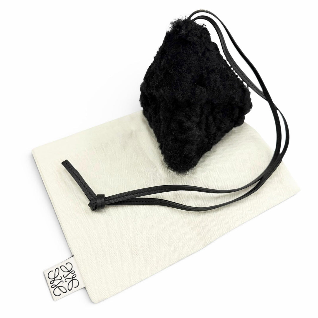 Great LOEWE Bag charm Puzzle Fold Charm Shearling Mouton black Mouton Women