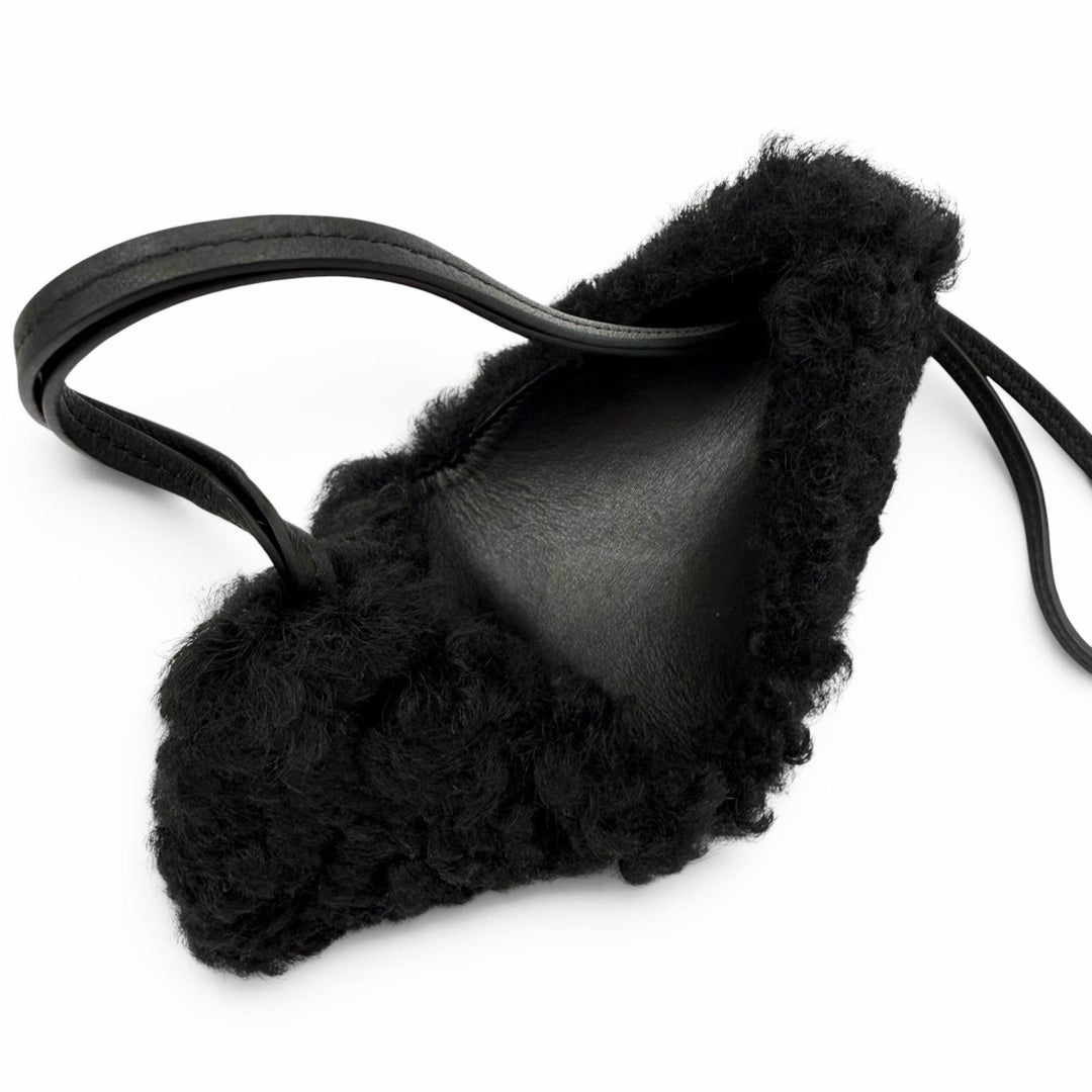 Great LOEWE Bag charm Puzzle Fold Charm Shearling Mouton black Mouton Women