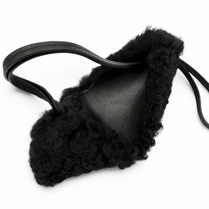 Great LOEWE Bag charm Puzzle Fold Charm Shearling Mouton black Mouton Women