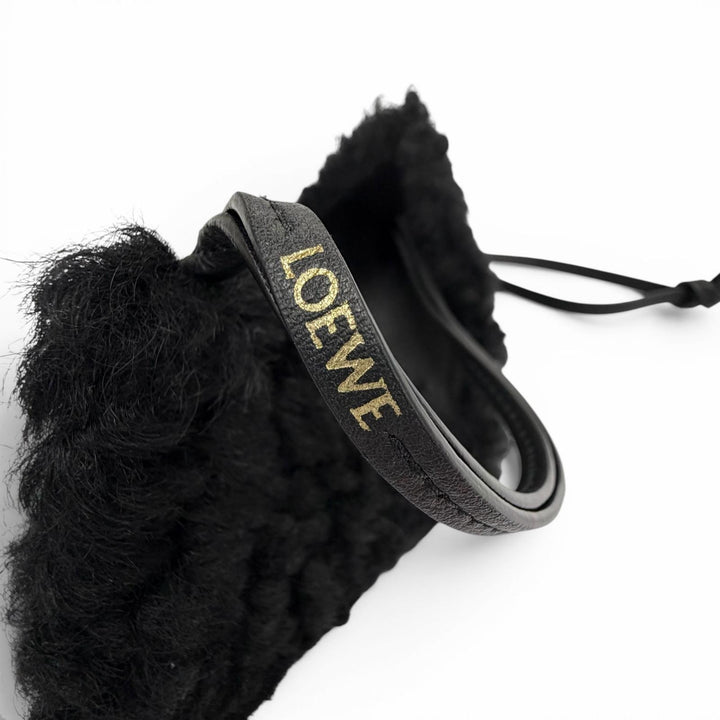 Great LOEWE Bag charm Puzzle Fold Charm Shearling Mouton black Mouton Women