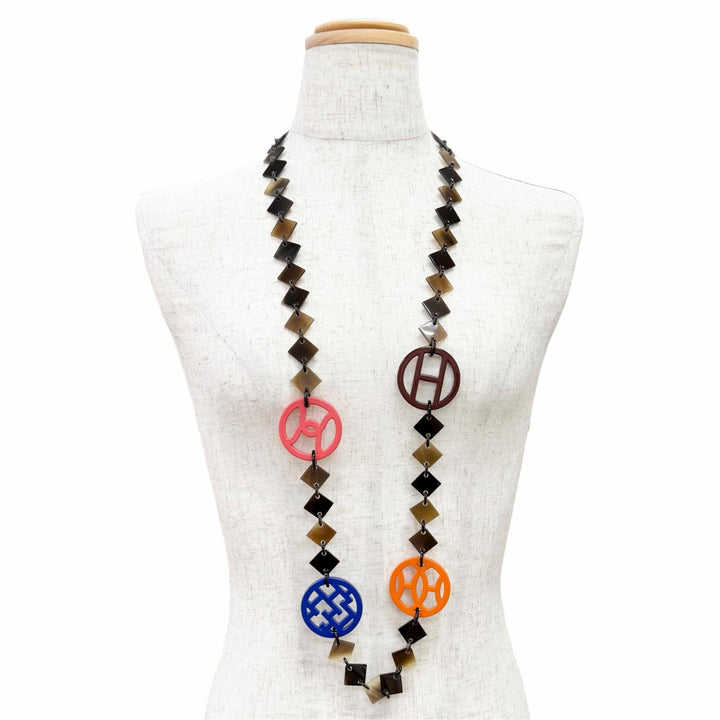 Great HERMES Necklace Diva Ni Brown Buffalo horn