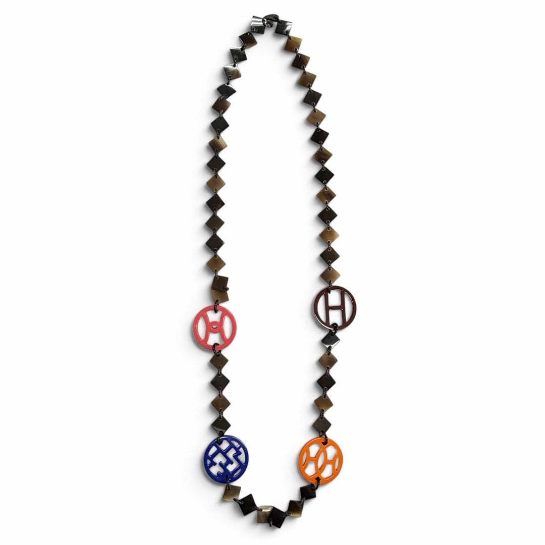 Great HERMES Necklace Diva Ni Brown Buffalo horn