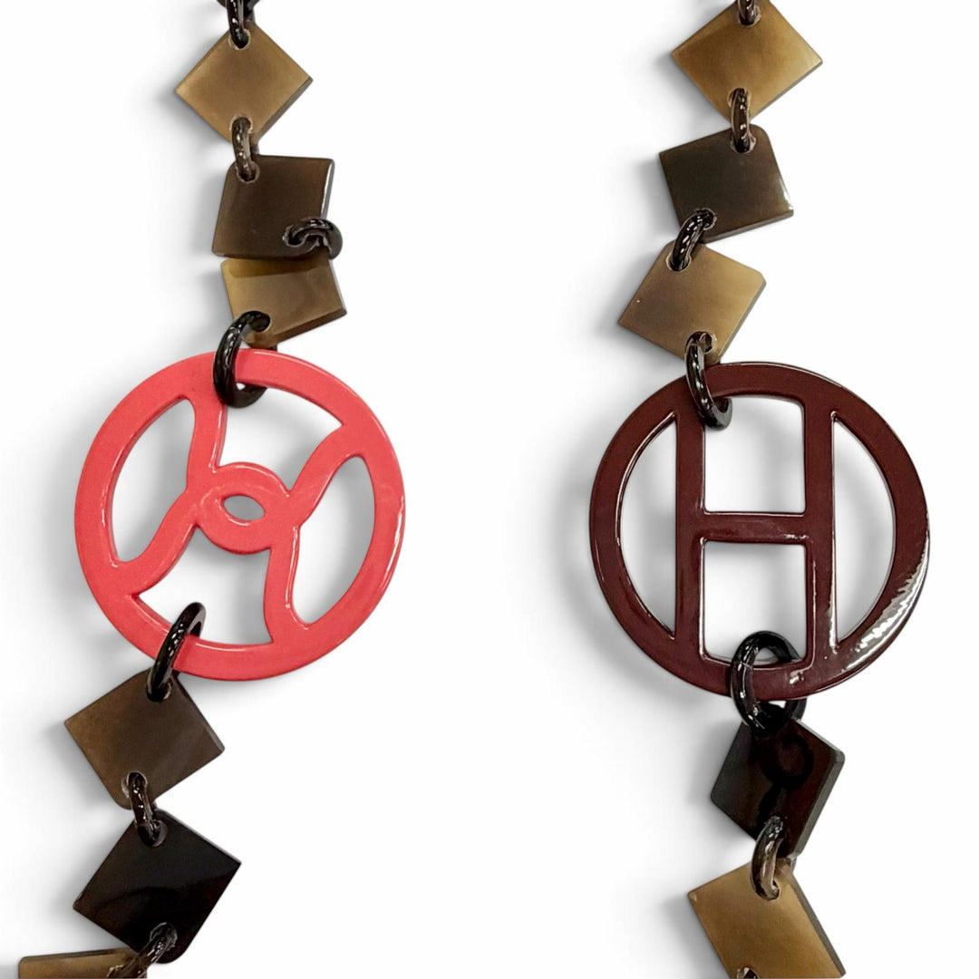 Great HERMES Necklace Diva Ni Brown Buffalo horn