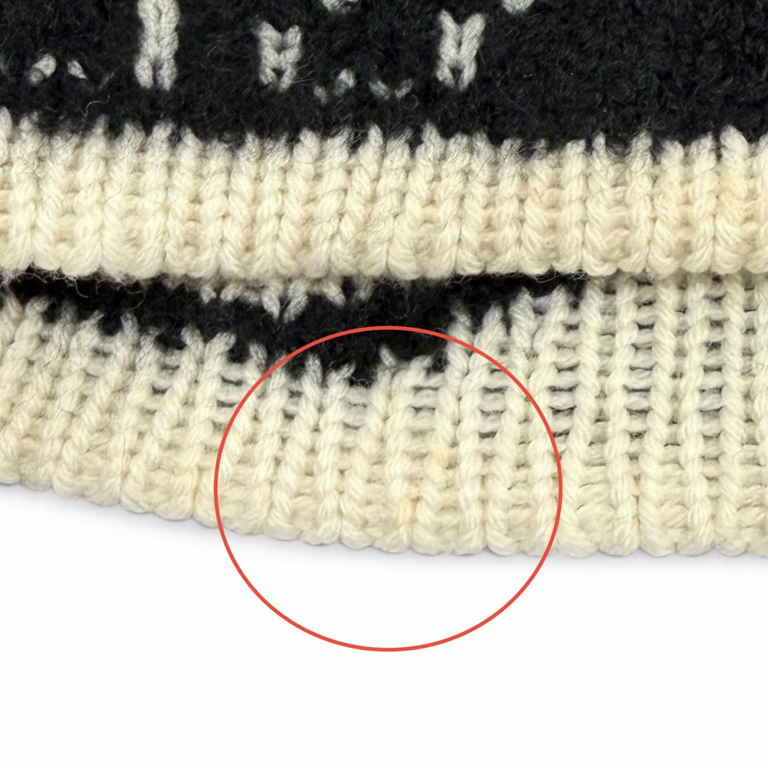 Great CHANEL Knit cap Logo design black cashmere Women 21K