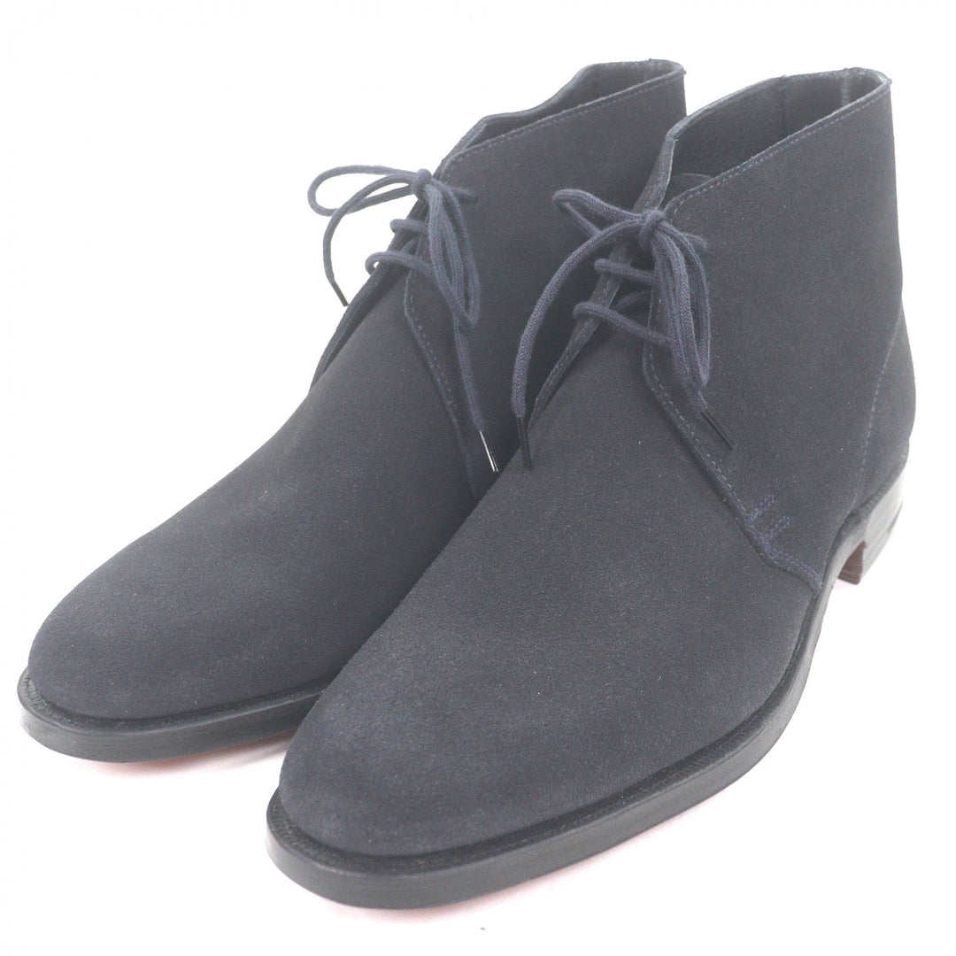Pristine CROCKETT&JONES Ankle boots CHUKKA Dark navy Suede leather mens 5.5