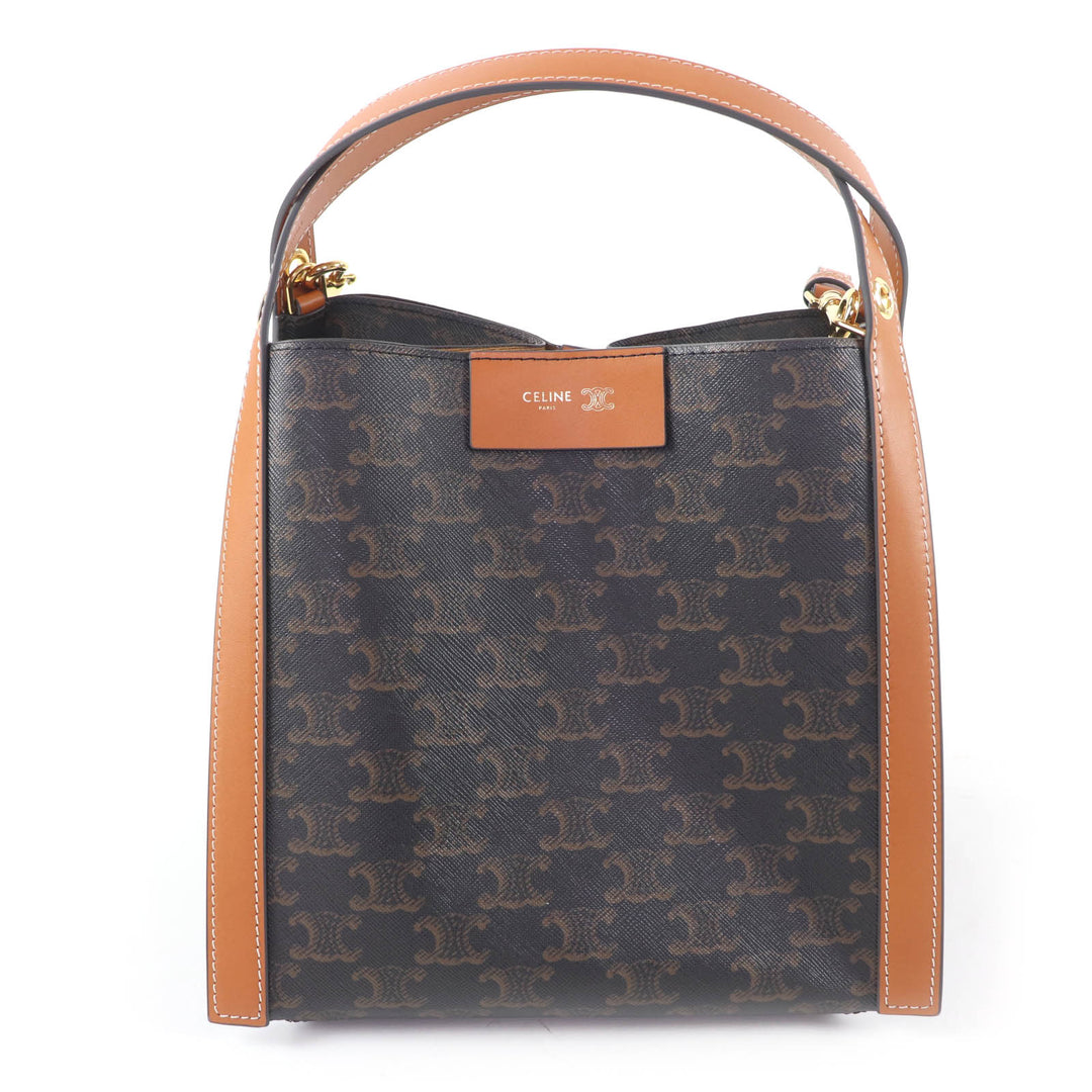 Excellent CELINE Shoulder Bag Small Cubo Bag Triomphe canvas Women 12418
