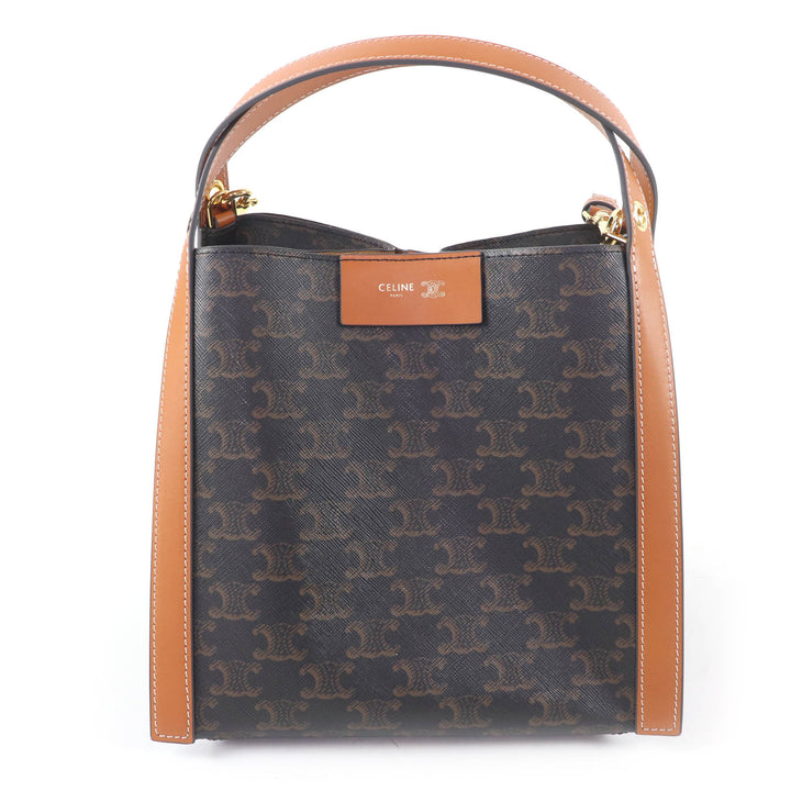 Excellent CELINE Shoulder Bag Small Cubo Bag Triomphe canvas Women 12418