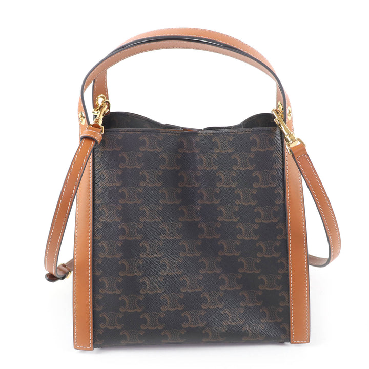 Excellent CELINE Shoulder Bag Small Cubo Bag Triomphe canvas Women 12418