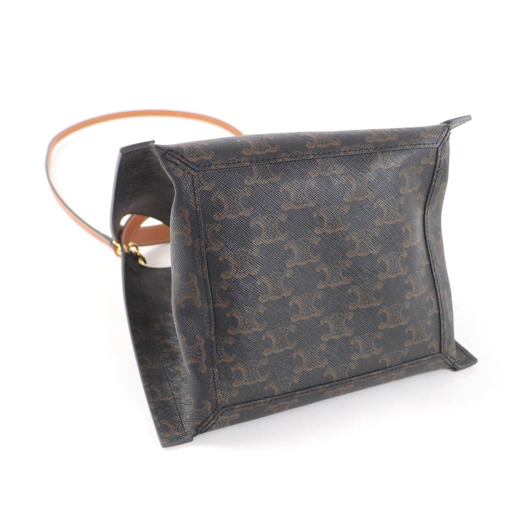 Excellent CELINE Shoulder Bag Small Cubo Bag Triomphe canvas Women 12418