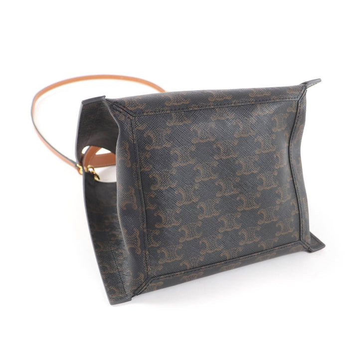 Excellent CELINE Shoulder Bag Small Cubo Bag Triomphe canvas Women 12418