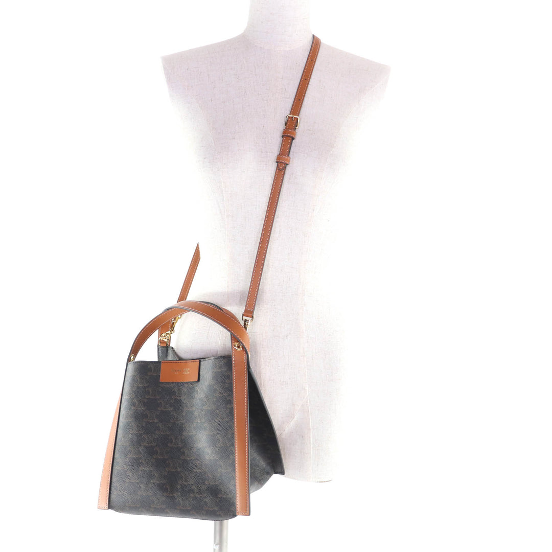 Excellent CELINE Shoulder Bag Small Cubo Bag Triomphe canvas Women 12418