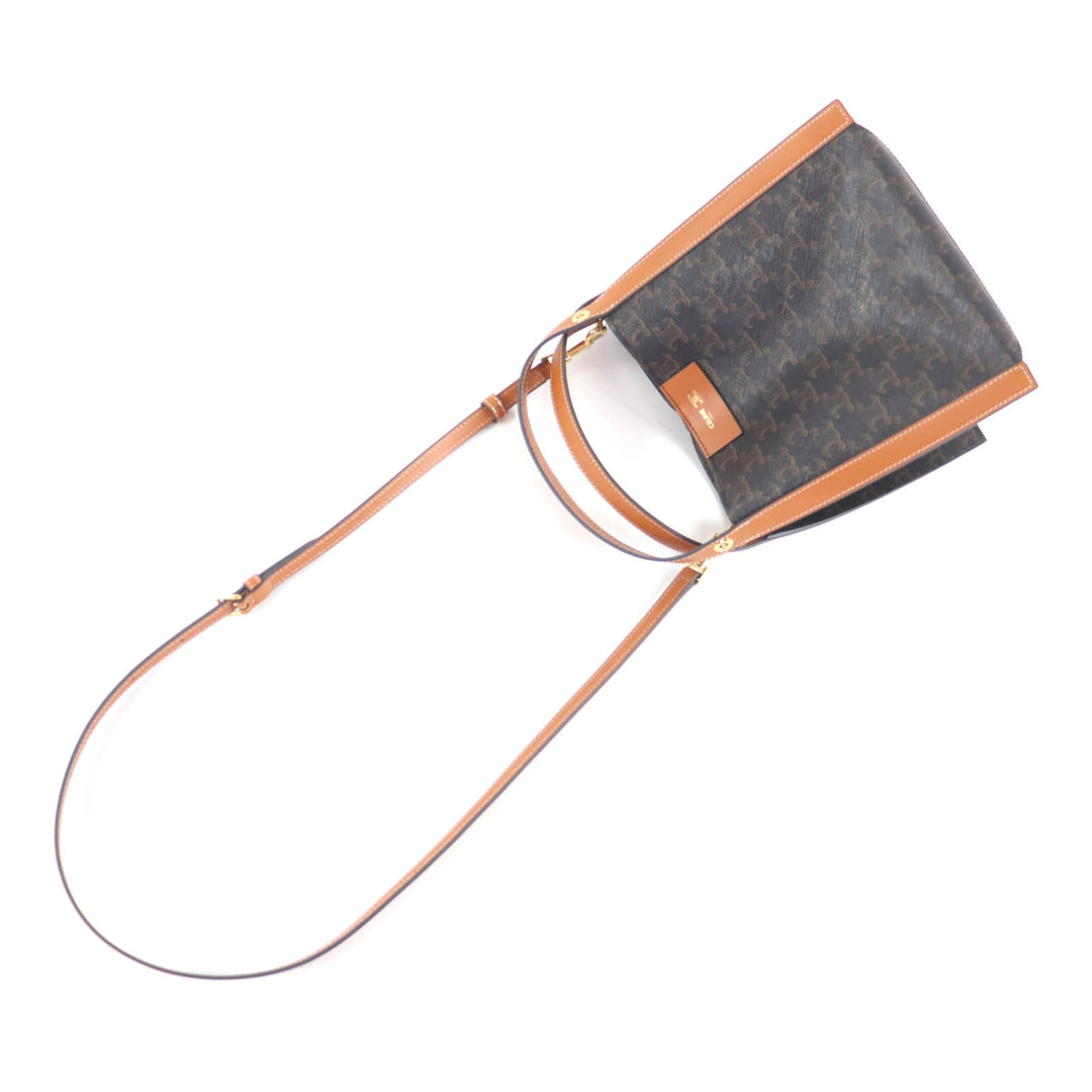 Excellent CELINE Shoulder Bag Small Cubo Bag Triomphe canvas Women 12418